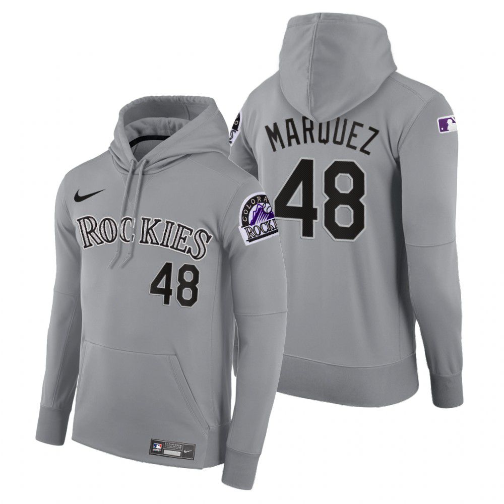 Men Colorado Rockies #48 Marquez gray road hoodie 2021 MLB Nike Jerseys->colorado rockies->MLB Jersey
